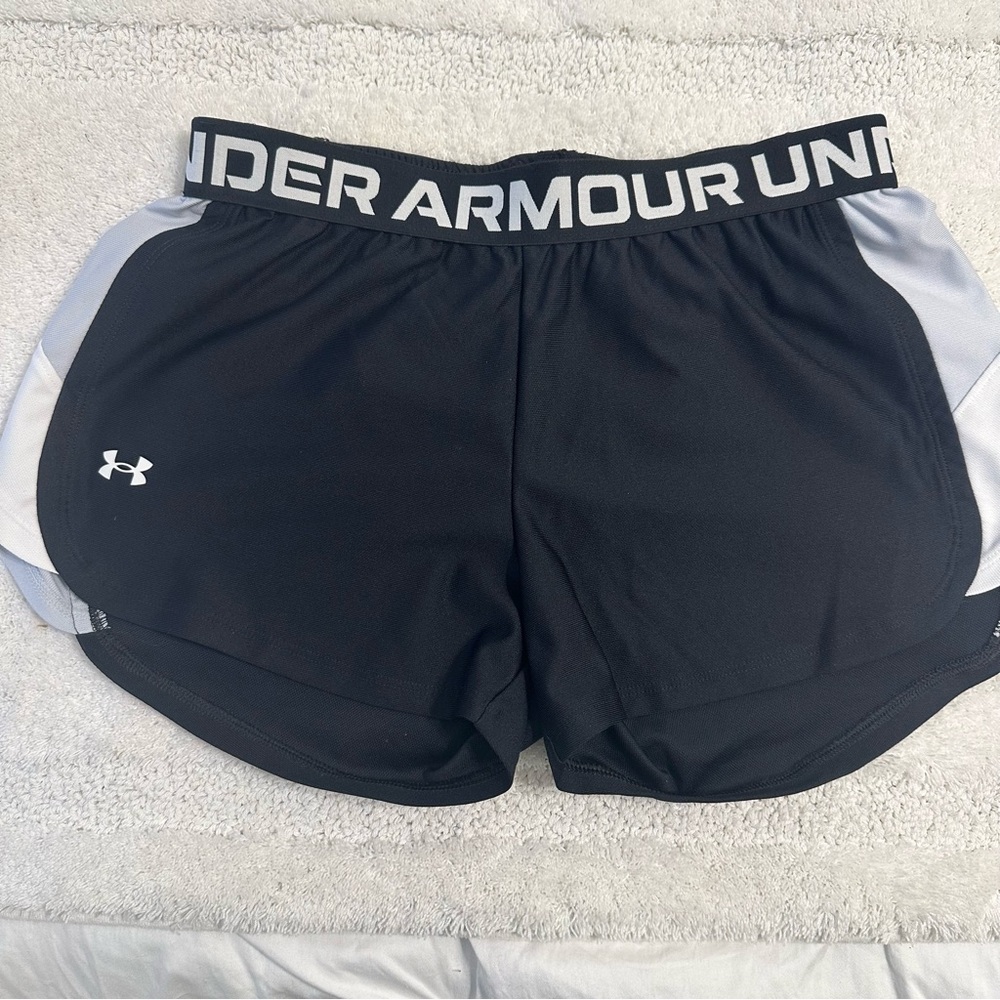 Under Armour Play Up Side Stripe Athletic Shorts Black Small - Picture 2 of 7